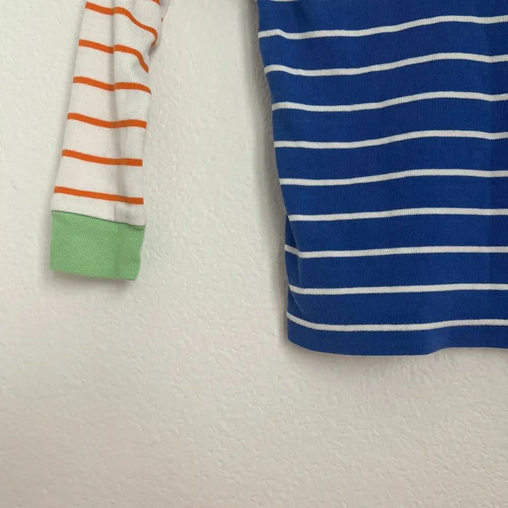 Gap Baby Blue White Orange Striped Long-Sleeve Top 3Y Embroidered Bear Kidcore
